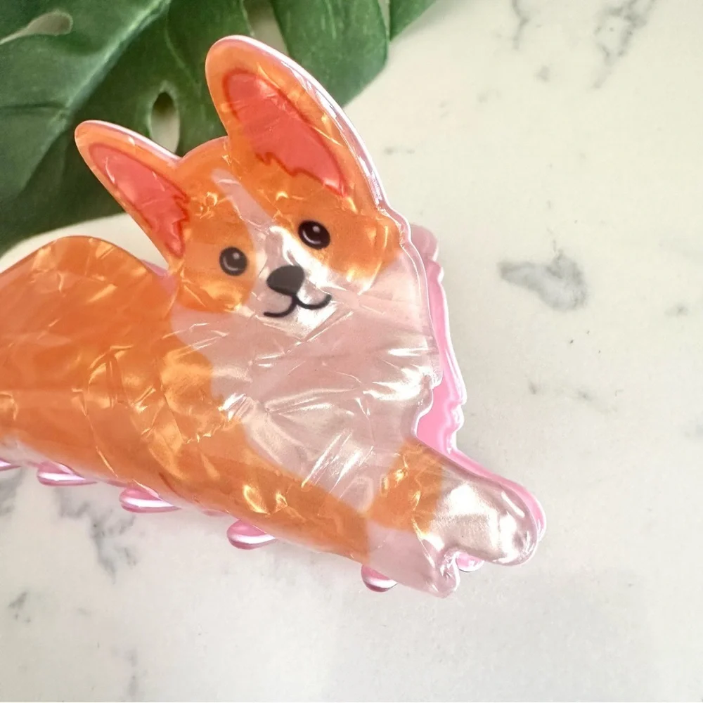 3/$22🩶  Corgi Dog Claw Clip Novelty Hair Accessory Acrylic Hair Clip Puppy NEW